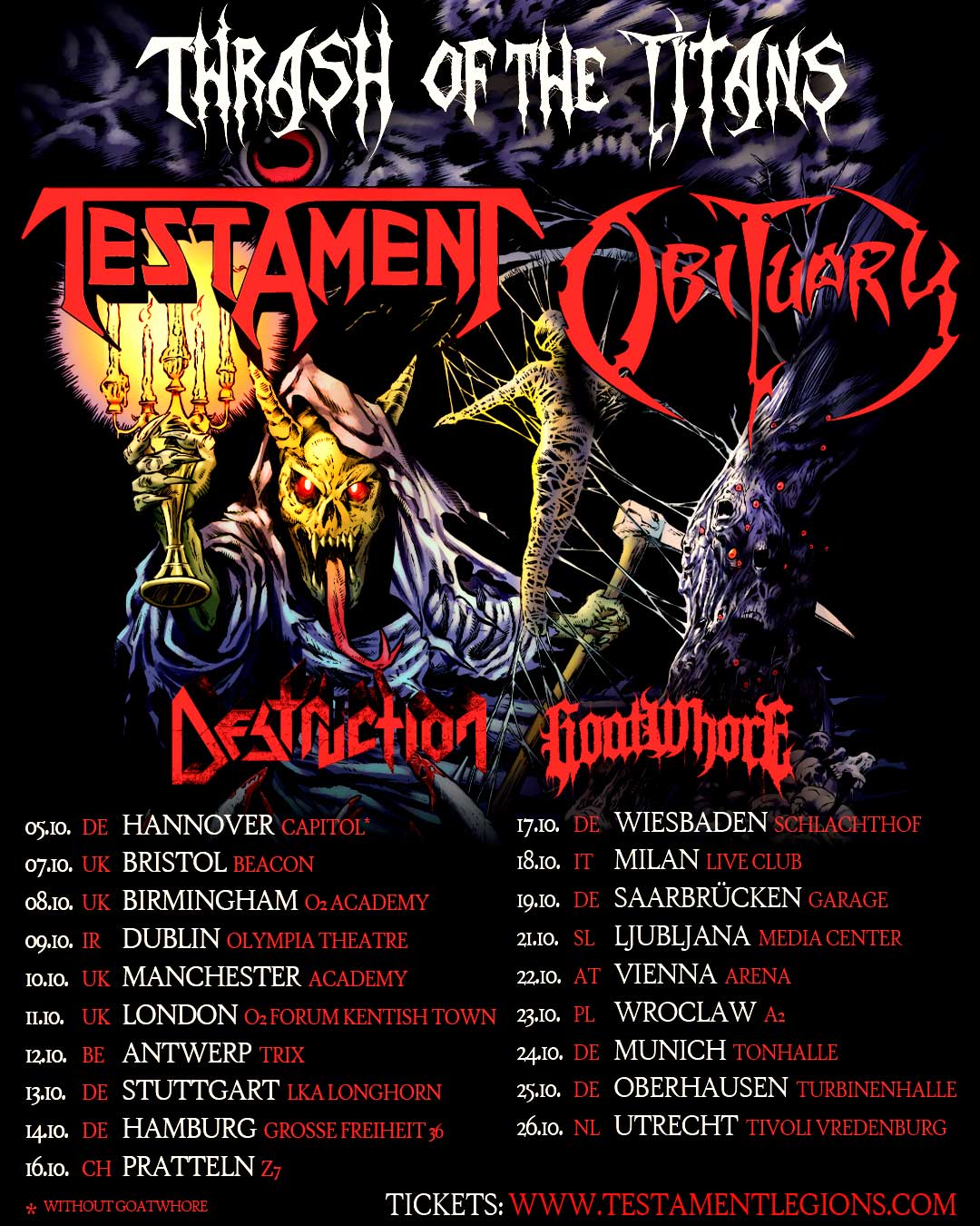 Testament and Obituary co-headline European Tour 2025