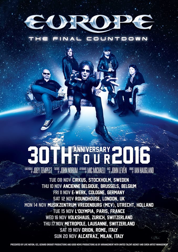 Europe announce 'The Final Countdown' 30th Anniversary Tour - Distorted ...
