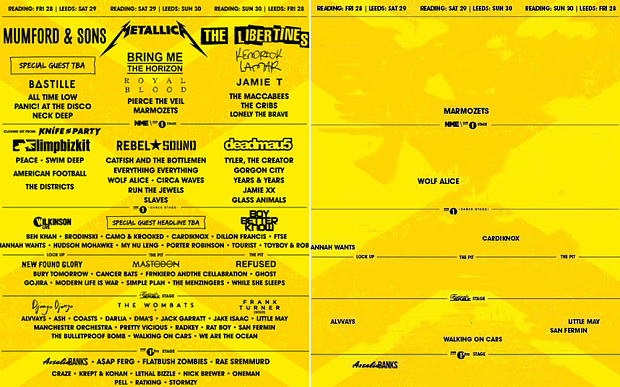 Reading & Leeds Festival 2015: The poster on the right has all the all-male acts edited out