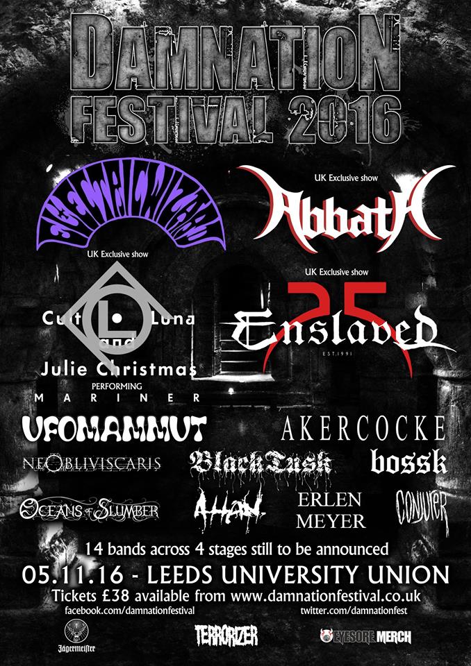 Damnation Festival 2016 - Lineup AO July 2016