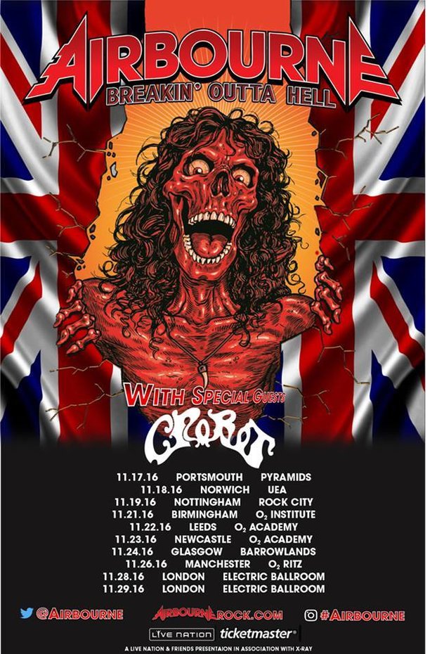 Airbourne and Crobot UK tour