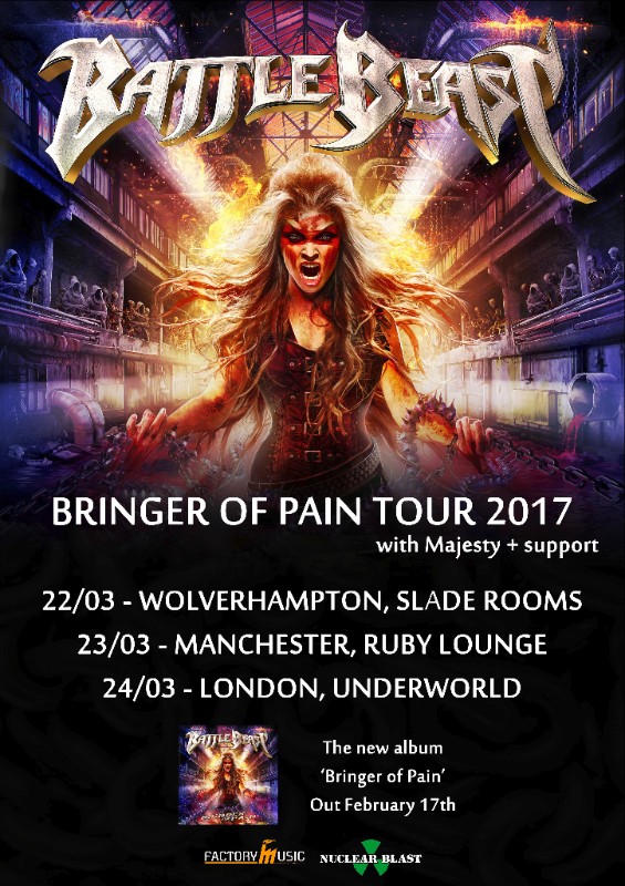 Battle Beast UK tour 2017