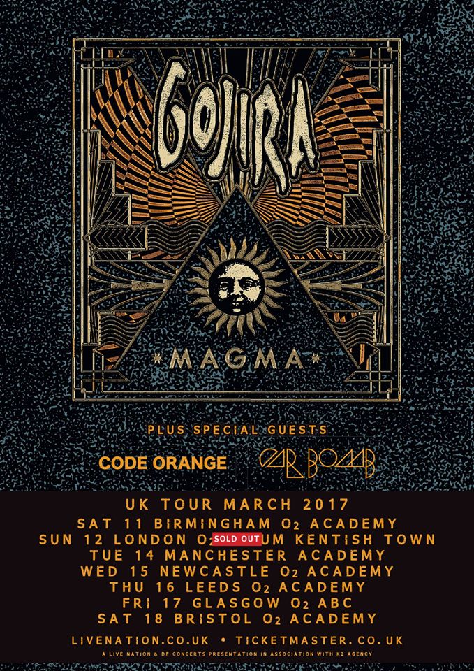 Gojira UK Tour Latest Poster