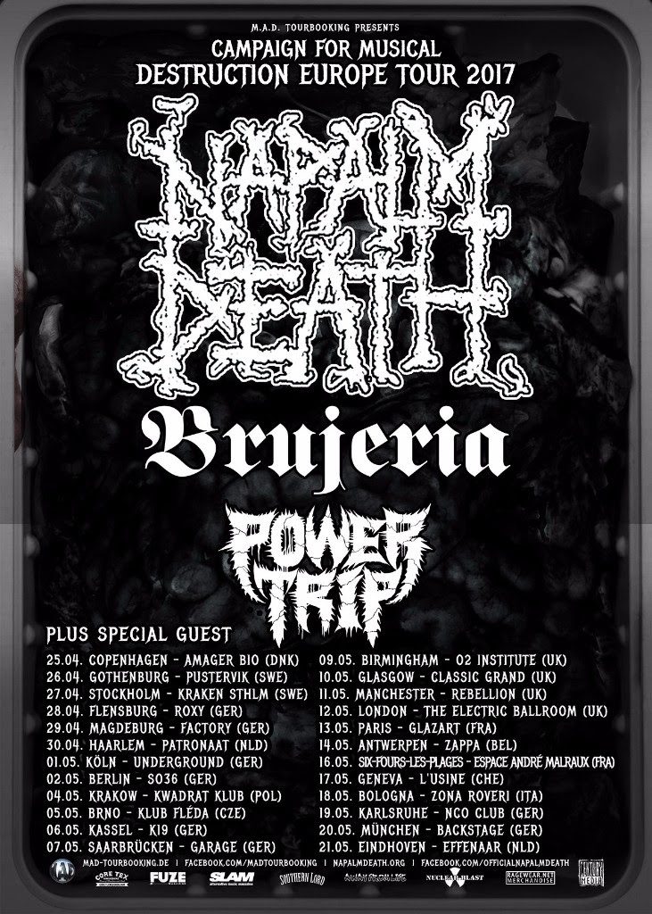 Napalm Death EU/UK tour 2017