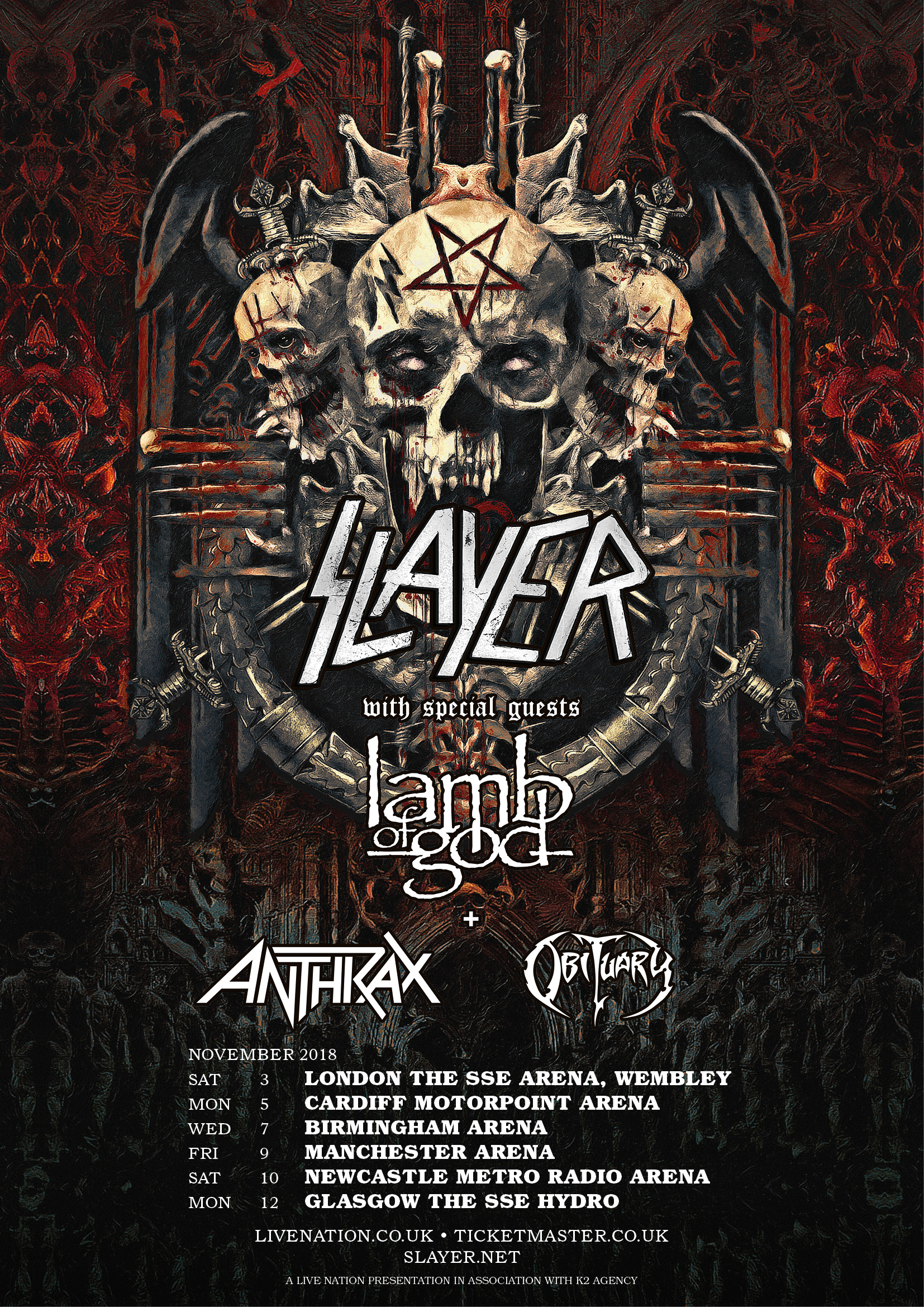 Slayer European/UK Tour Dates 2018