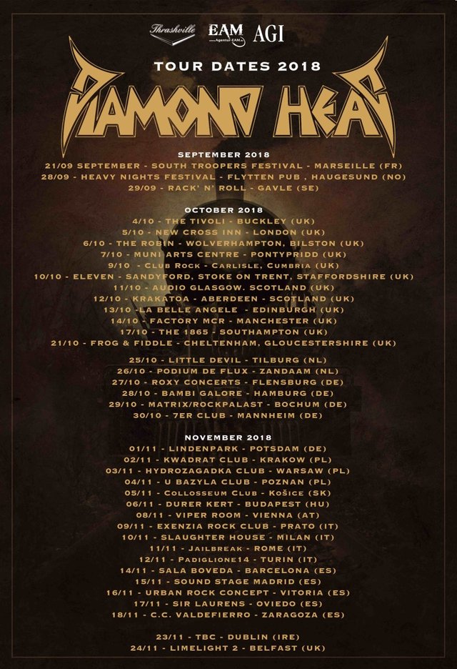 Diamond Head European Tour 2018