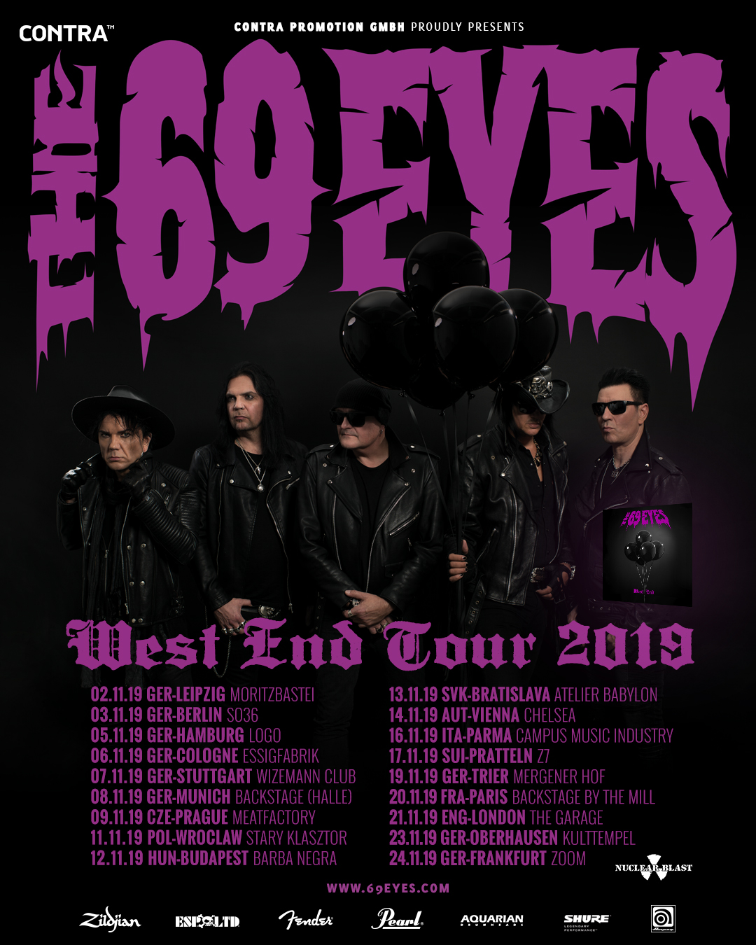 The 69 Eyes West End Tour 2019