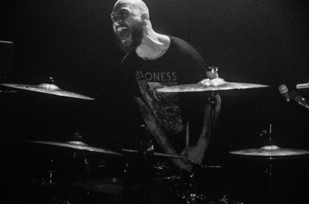 Drummer for Tuskar screams at the crowd