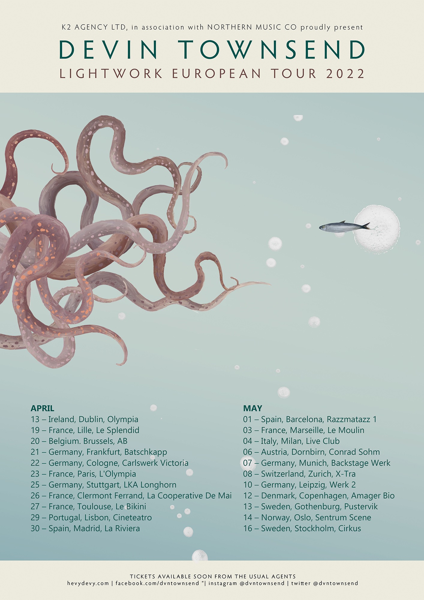 Devin Townsend European Tour 2022