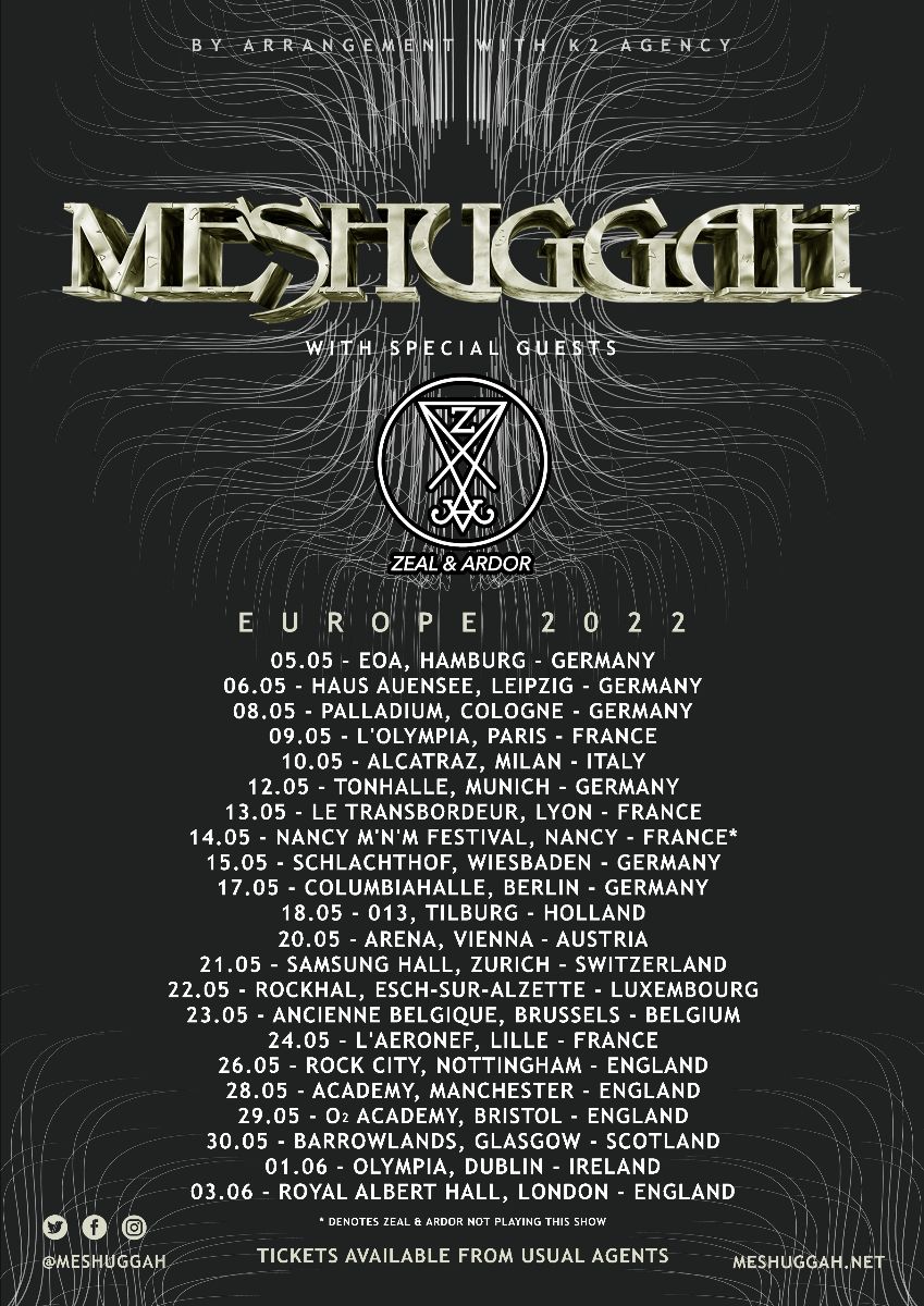 Meshuggah Rescheduled European Tour 2022