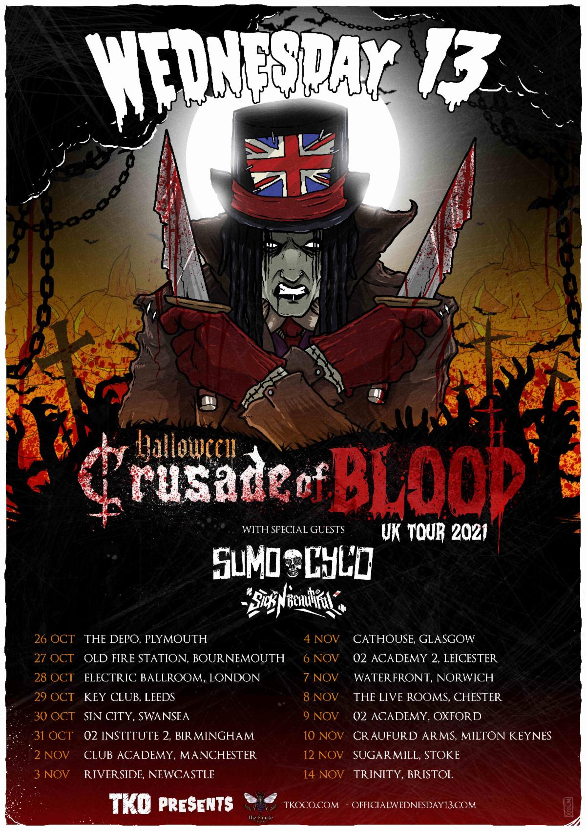 Wednesday 13 UK Tour 2021