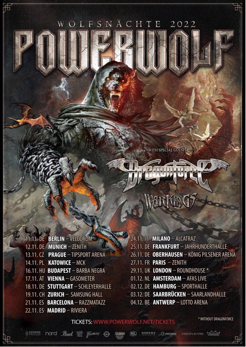 Powerwolf Rescheduled European Tour 2022