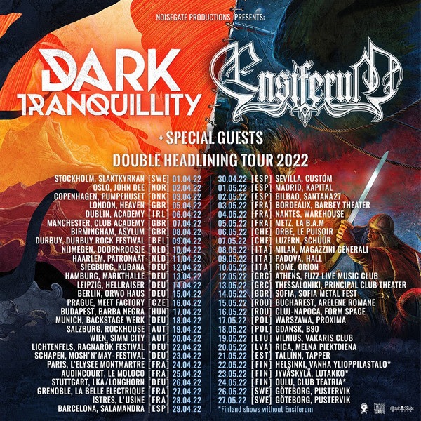 Dark Tranquillity and Ensiferum co-headline European Tour 2022