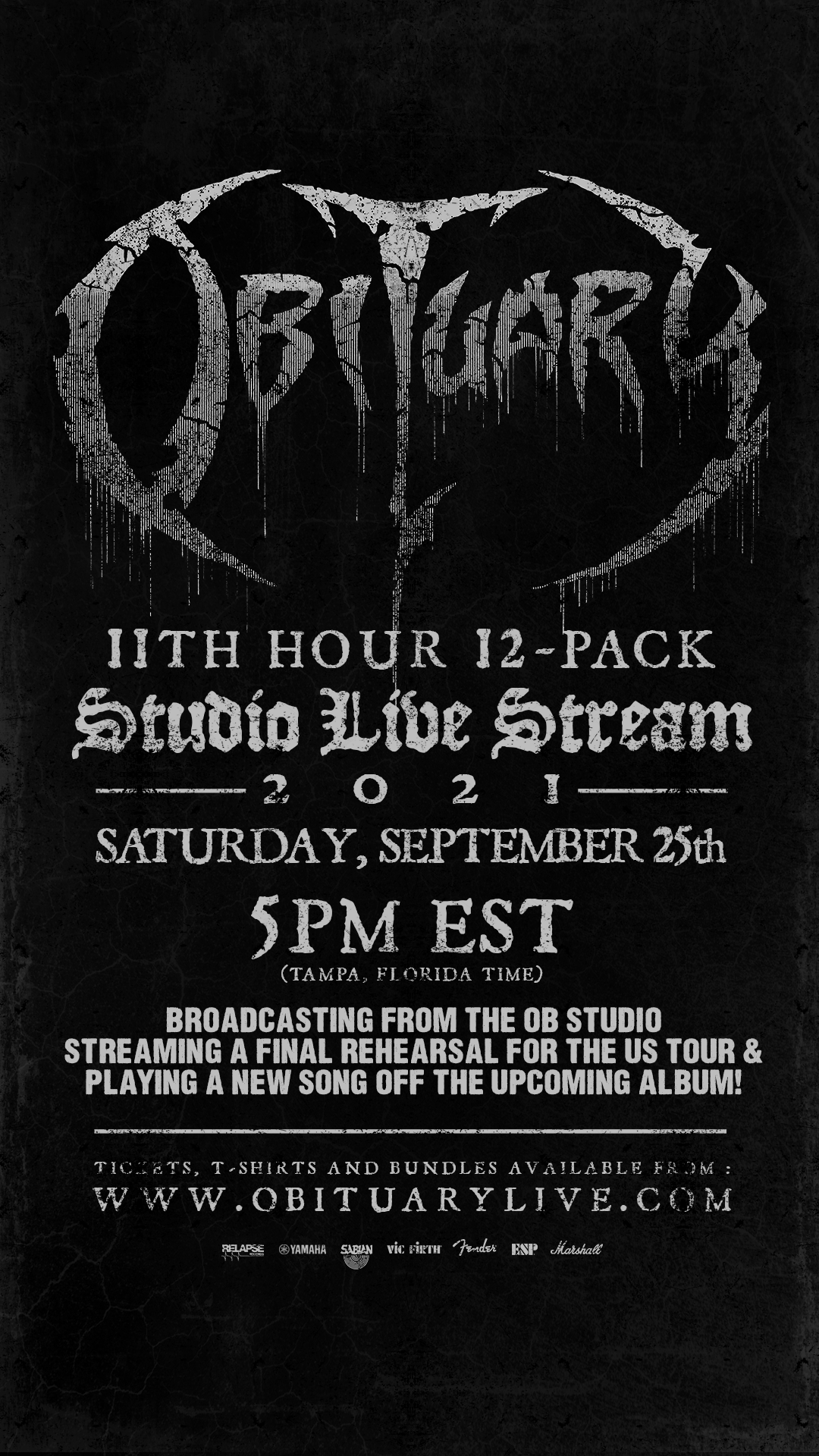 Obituary - 11th Hour 12-Pack Studio - Livestream