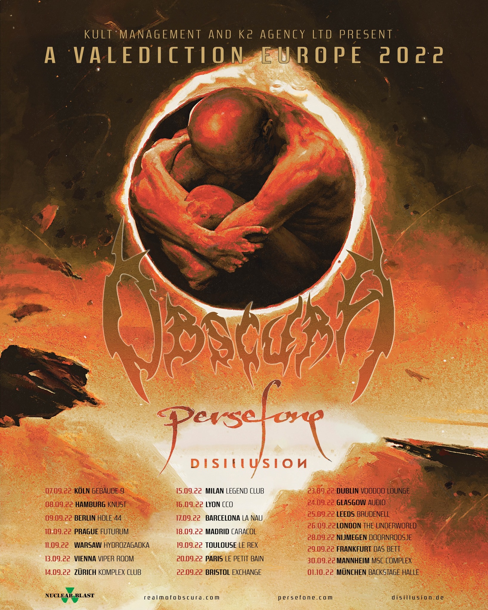 Obscura Rescheduled European Tour 2022