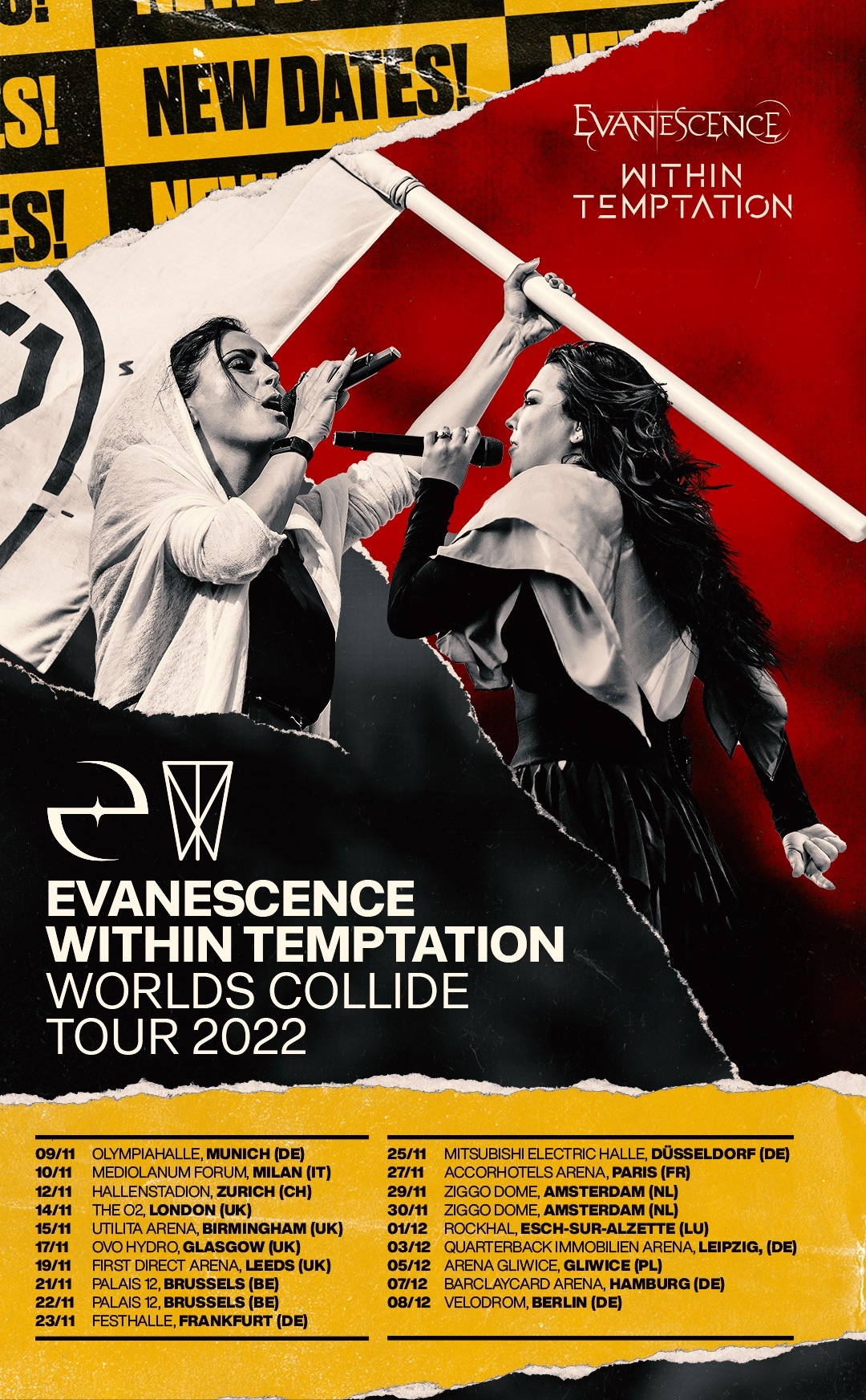 Evanescence and Within Temptation Rescheduled European Tour 2022-1