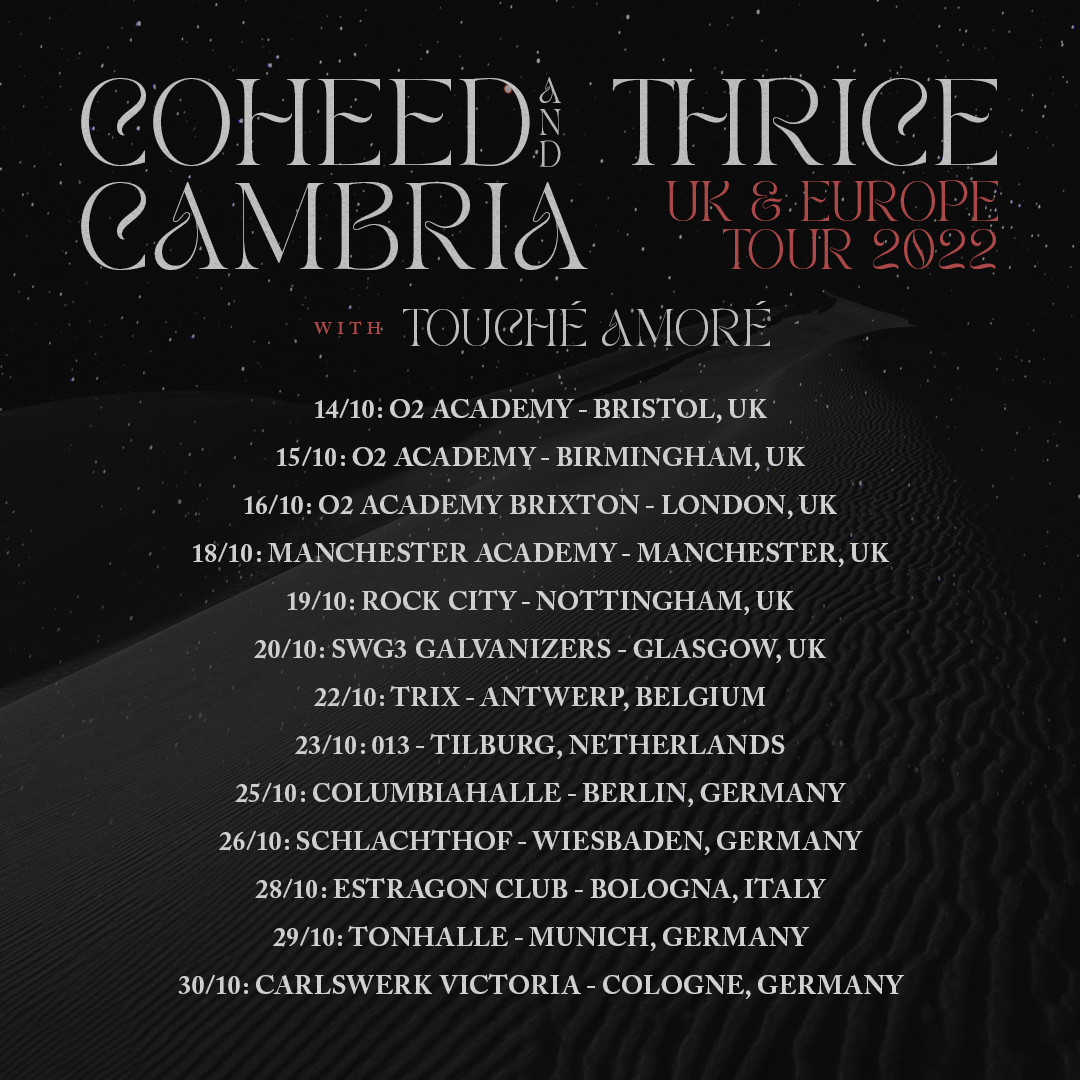 Coheed & Cambria and Thrice co-headline European Tour 2022