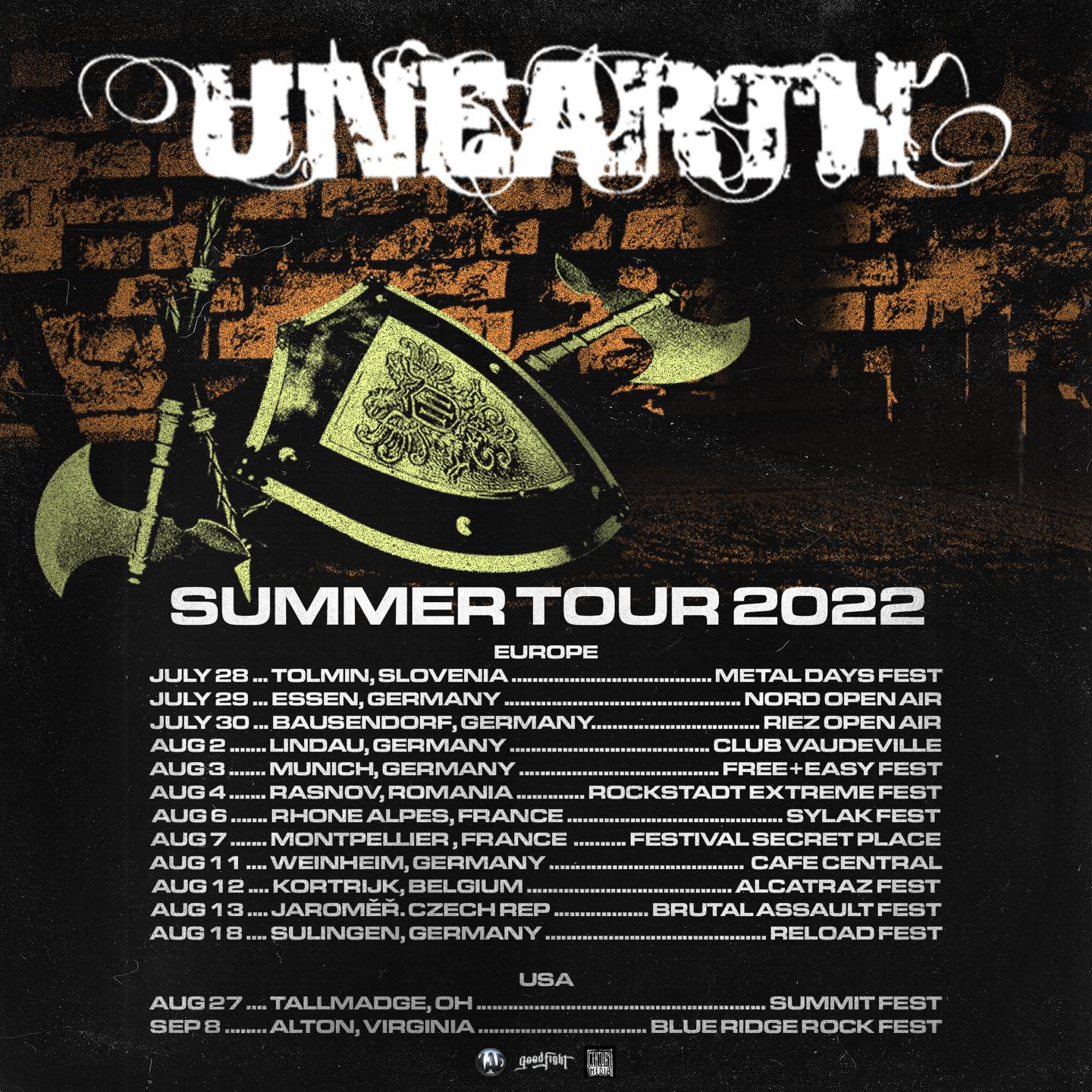 Unearth European Tour 2022