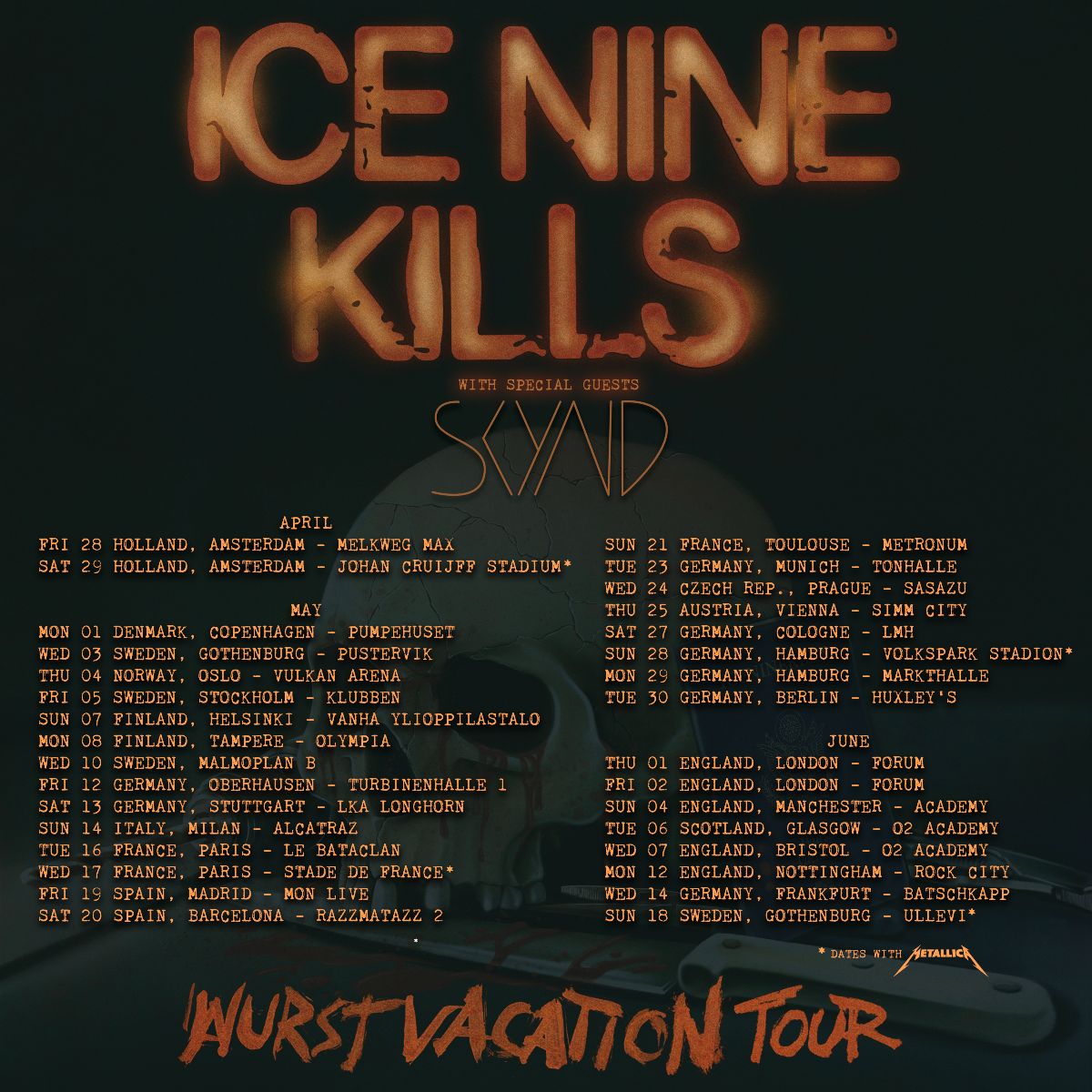 Ice Nine Kills Rescheduled European Tour 2023