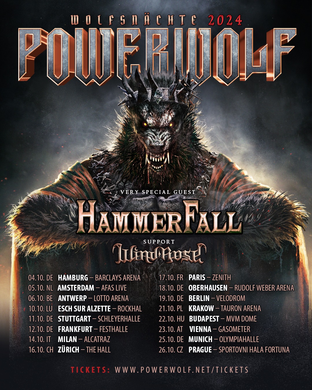 Powerwolf European Tour 2024