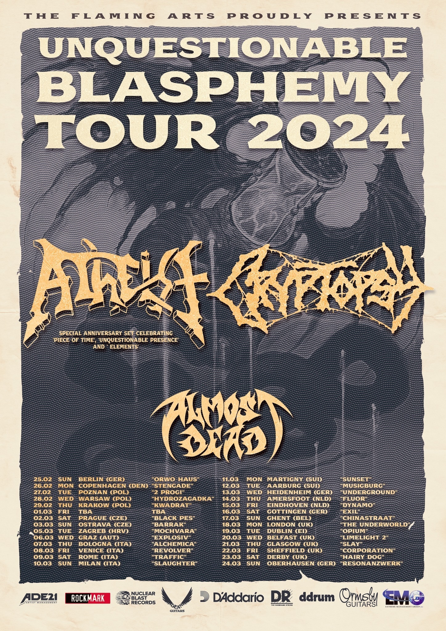 Atheist and Cryptopsy co-headline European tour 2024