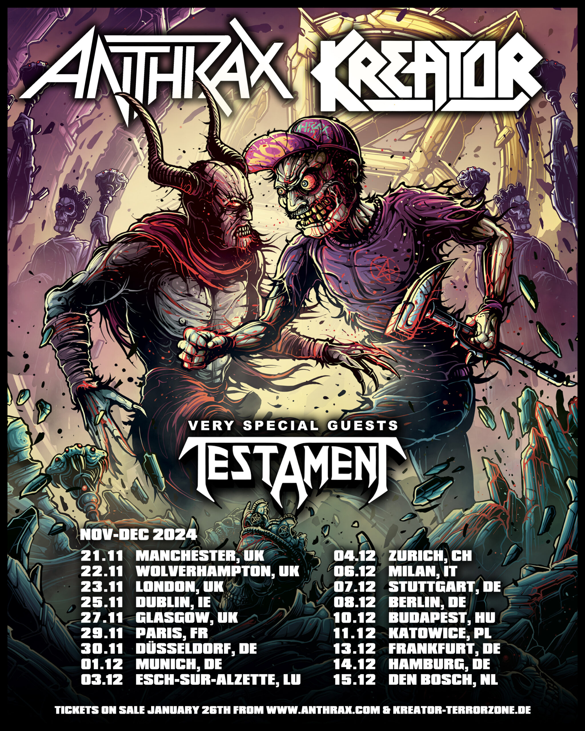 Anthrax and Kreator co-headline European Tour 2024