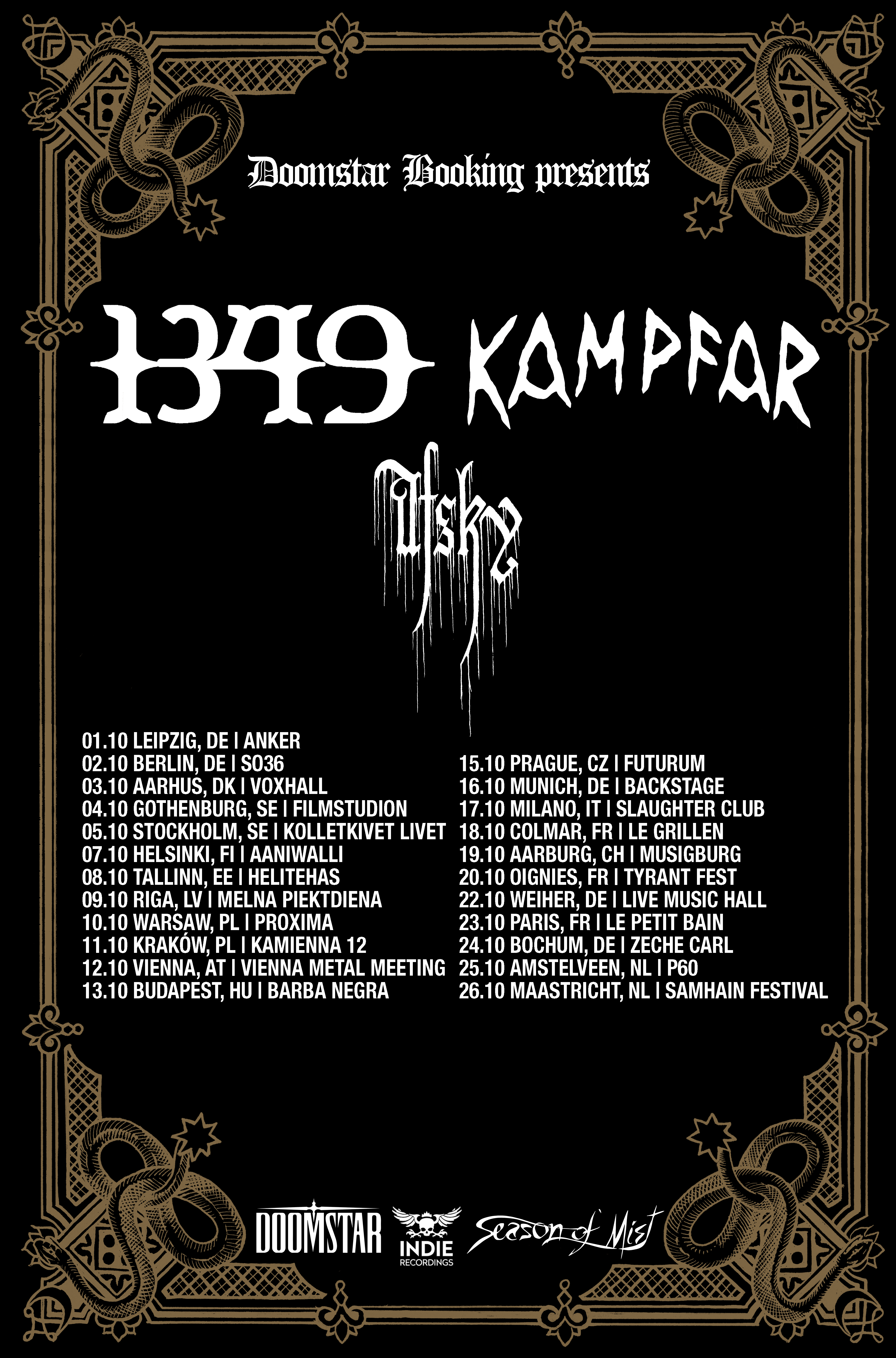 1349 and Kampfar co-headline European tour 2024