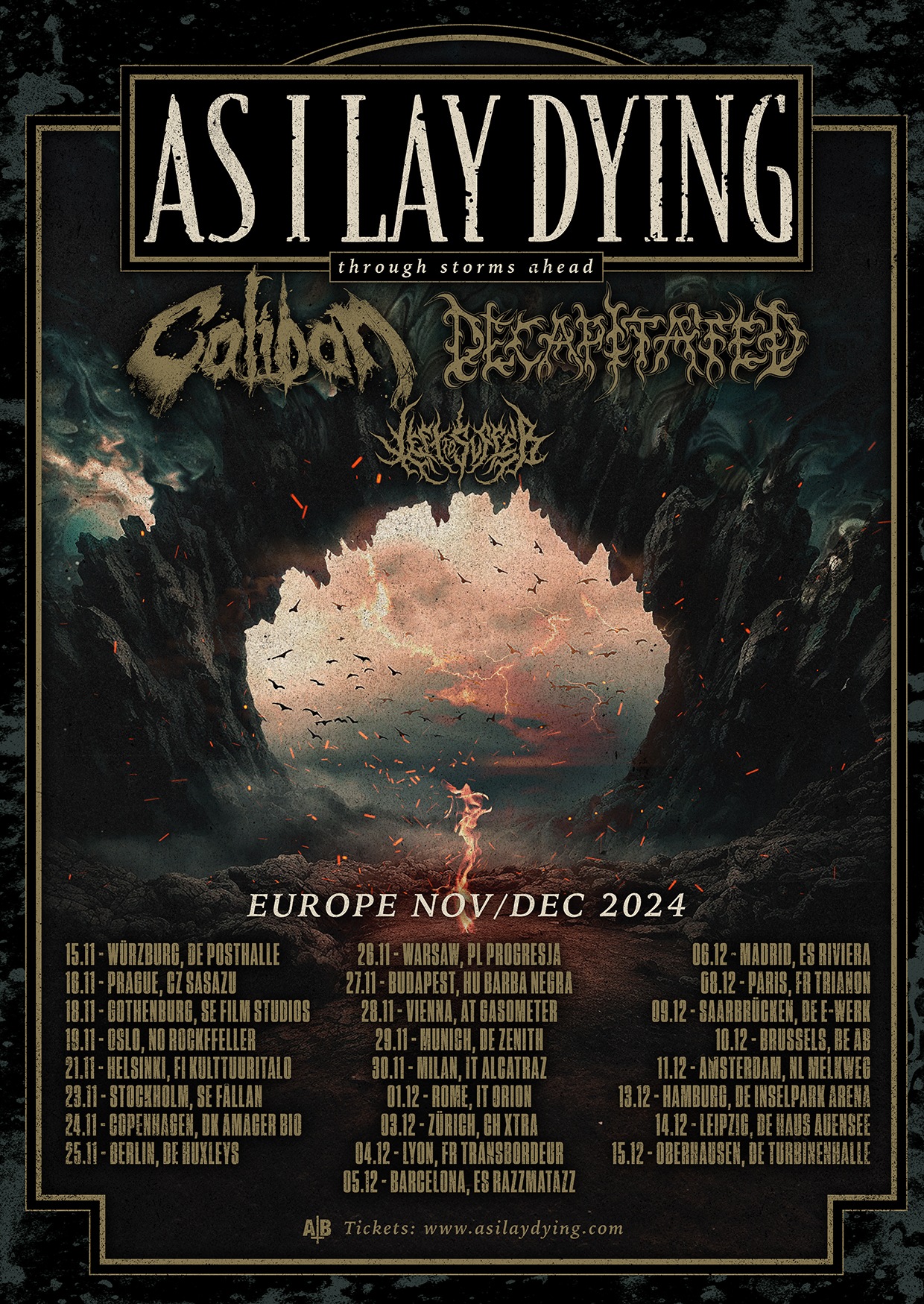 As I Lay Dying European Tour 2024