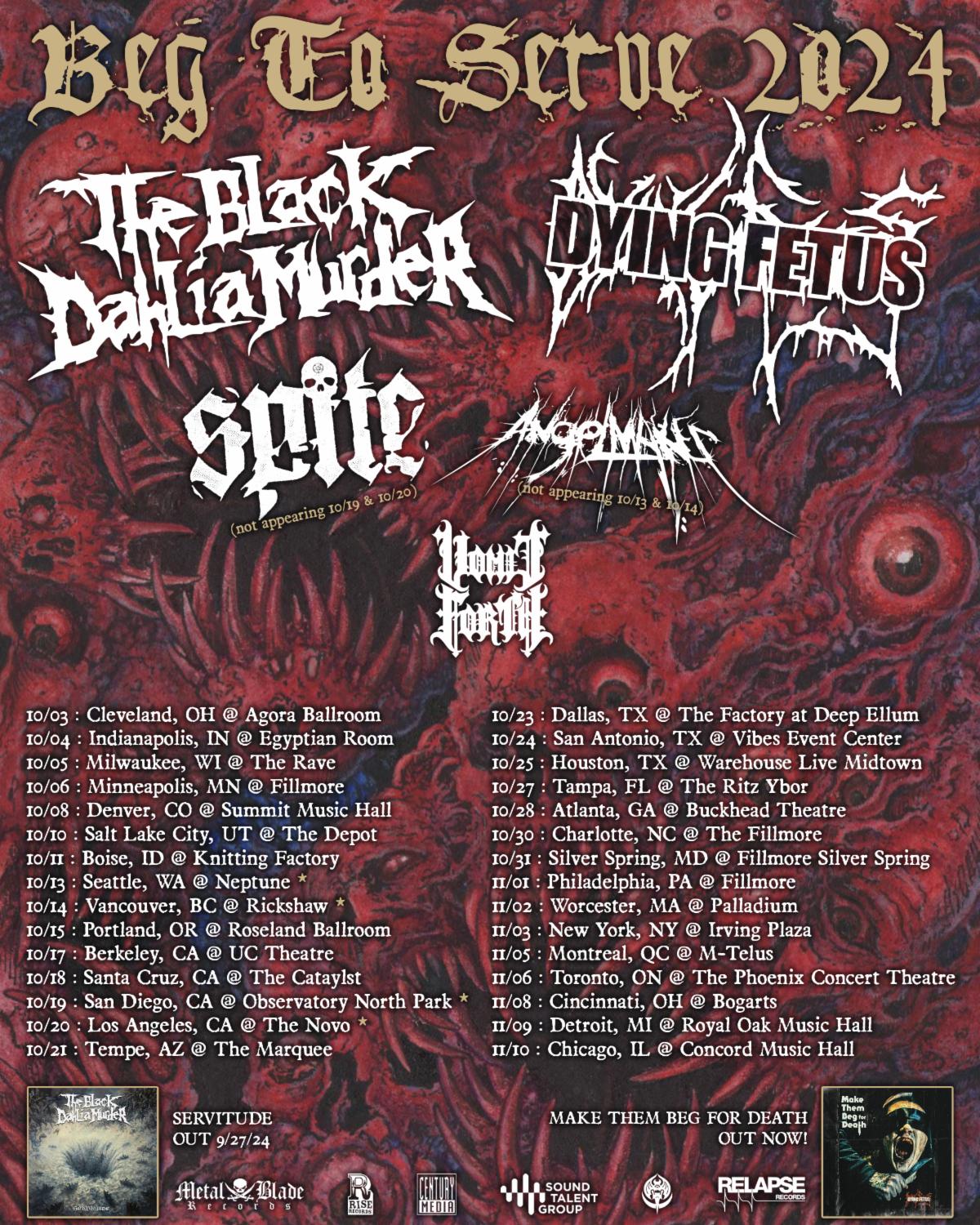 The Black Dahlia Murder and Dying Fetus co-headline North American tour 2024