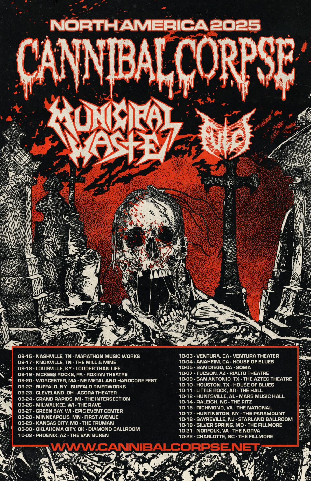 Cannibal Corpse North American Tour 2025