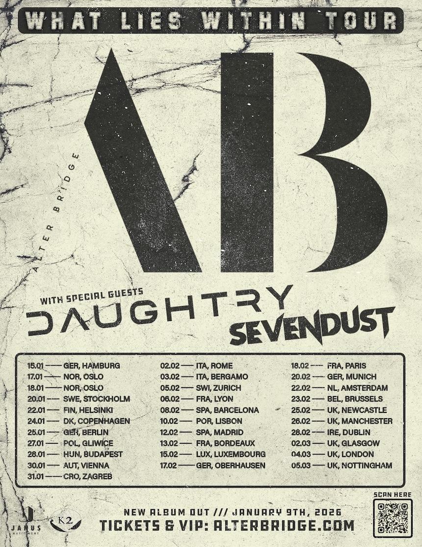 Alter Bridge European Tour 2026