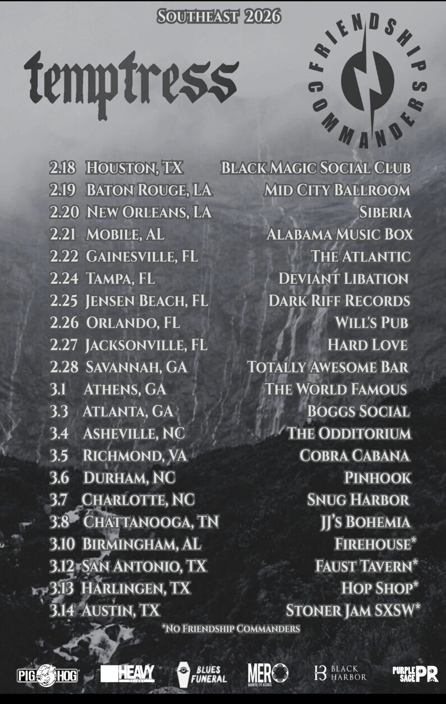 Temptress Southeast US Tour 2026