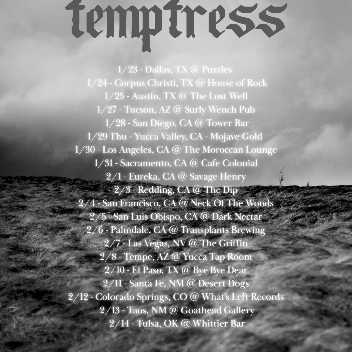 Temptress West Coast US Tour 2026
