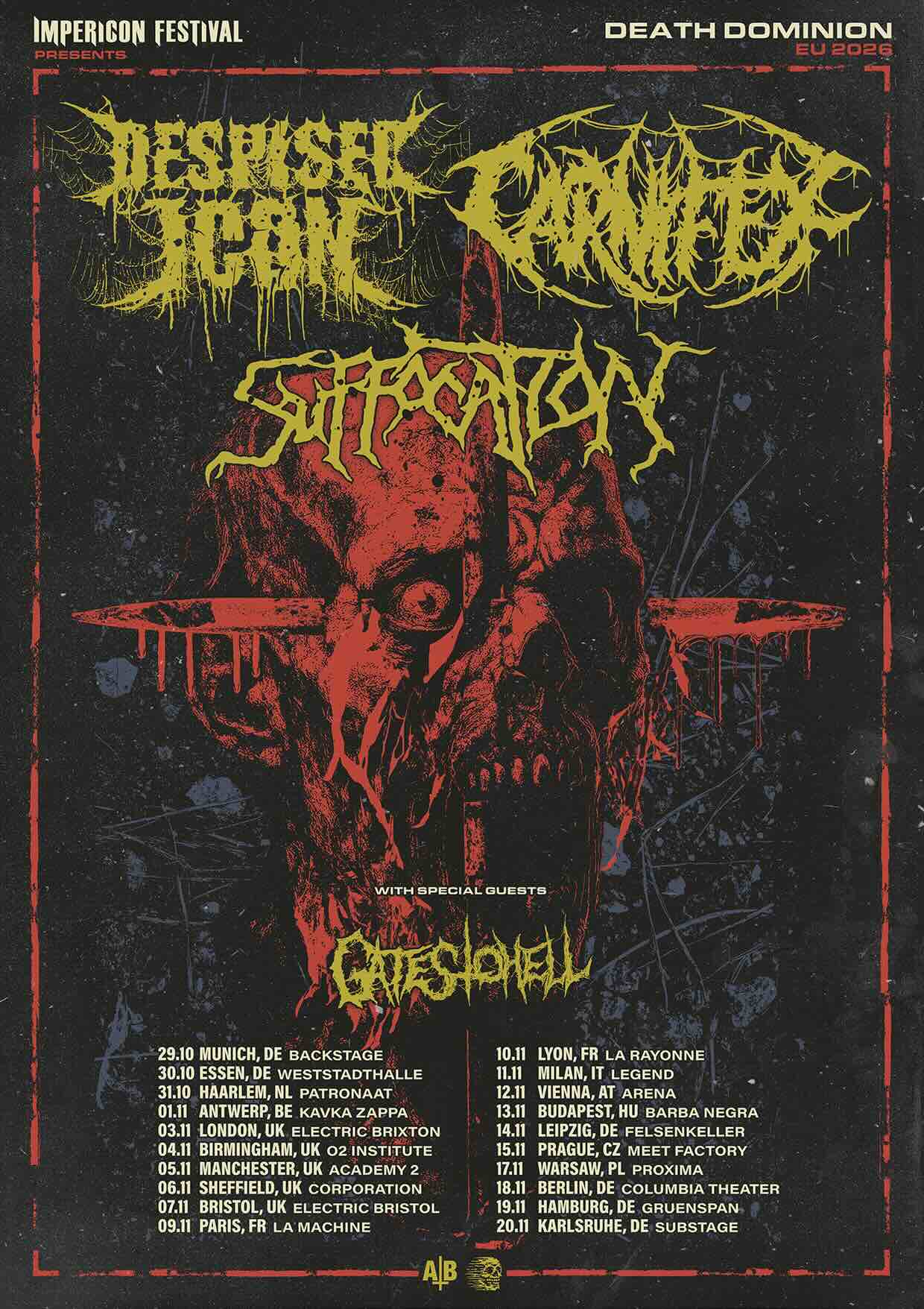 Despised Icon, Suffocation and Carnifex triple co-headline European Tour 2026