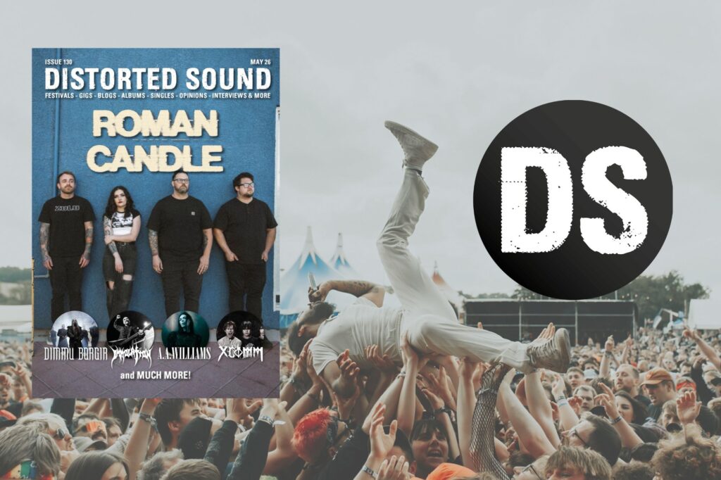 Distorted Sound Magazine Issue 130 with Roman Candle on the cover - web banner