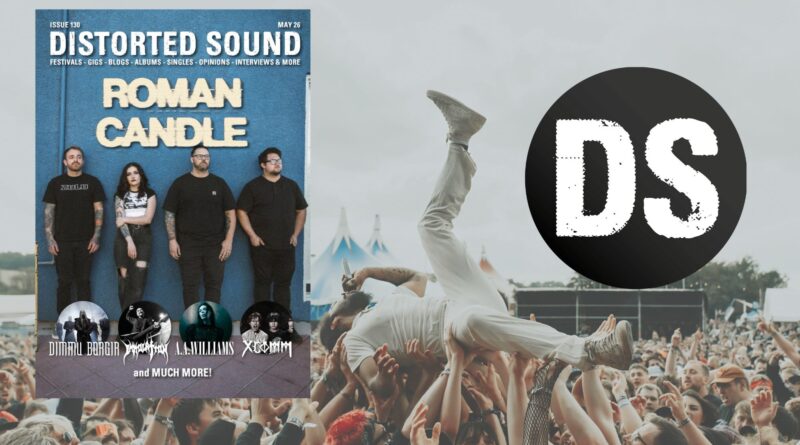 Distorted Sound Magazine Issue 130 with Roman Candle on the cover - web banner