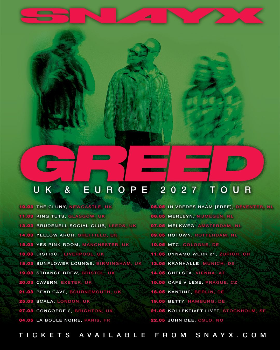 SNAYX UK and European Tour 2027